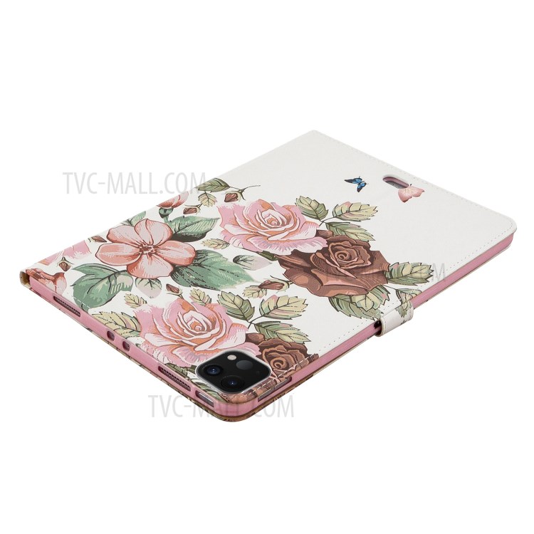 Pattern Printing Leather Wallet Case for iPad Pro 11-inch (2020) - Beautiful Flower-5