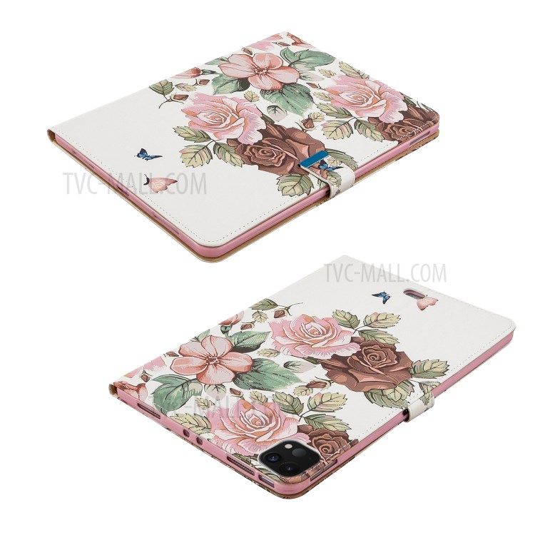 Pattern Printing Leather Wallet Case for iPad Pro 11-inch (2020) - Beautiful Flower-6