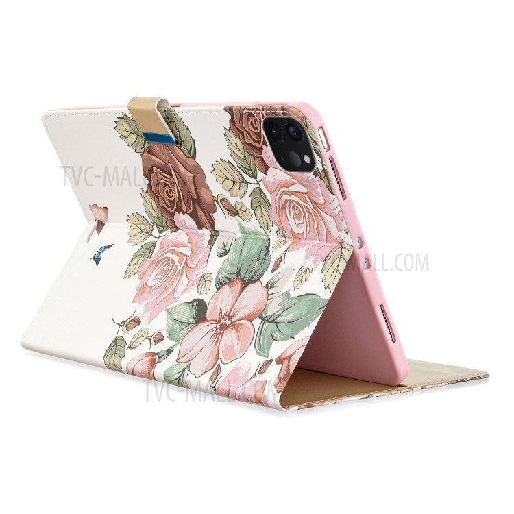 Pattern Printing Leather Wallet Case for iPad Pro 11-inch (2020) - Beautiful Flower-7