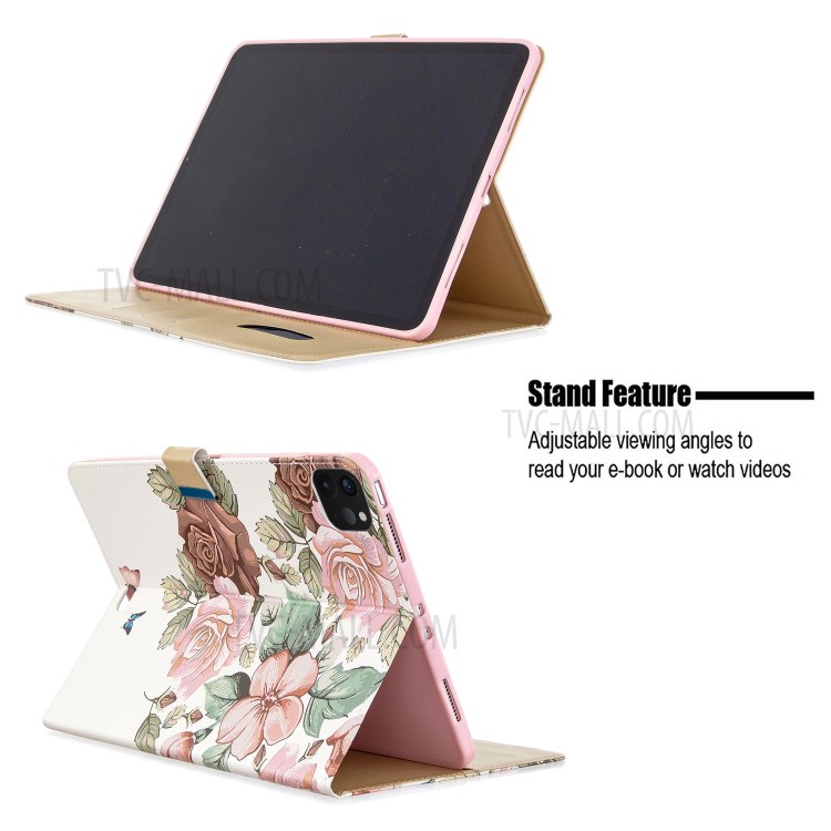 Pattern Printing Leather Wallet Case for iPad Pro 11-inch (2020) - Beautiful Flower-9