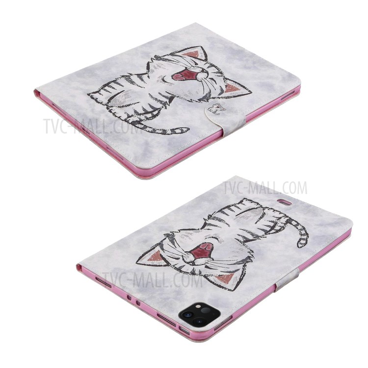 Pattern Printing Leather Wallet Case for iPad Pro 11-inch (2020) - Happy Cat-6