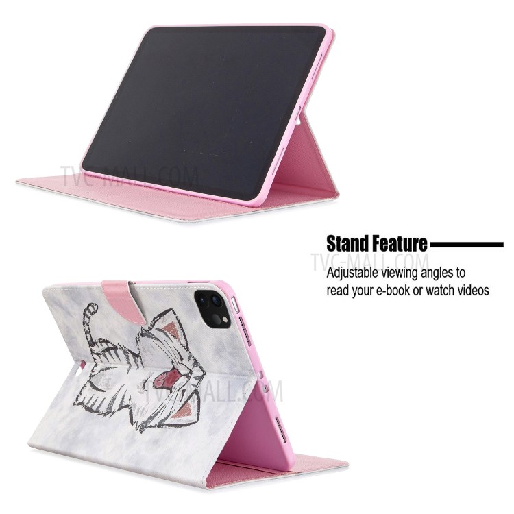 Pattern Printing Leather Wallet Case for iPad Pro 11-inch (2020) - Happy Cat-9