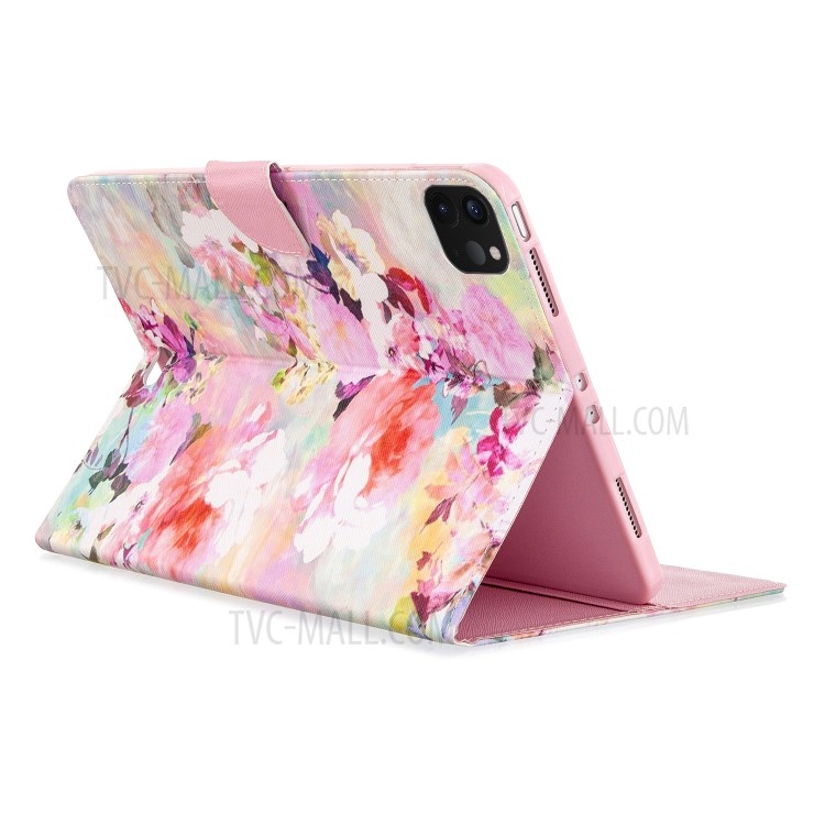 Pattern Printing Leather Wallet Case for iPad Pro 11-inch (2020) - Vivid Flowers-7