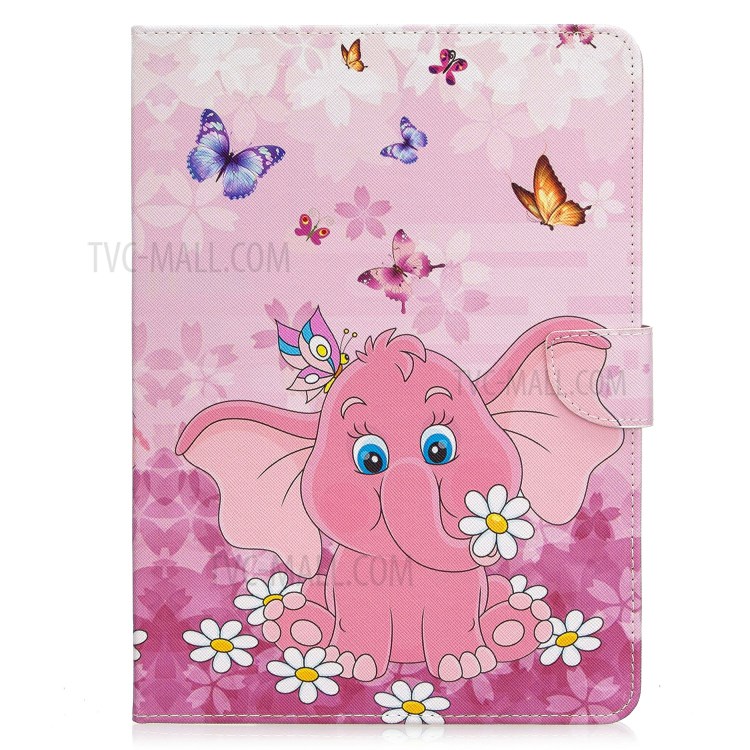 Pattern Printing Leather Wallet Case for iPad Pro 11-inch (2020) - Elephant and Flower-2