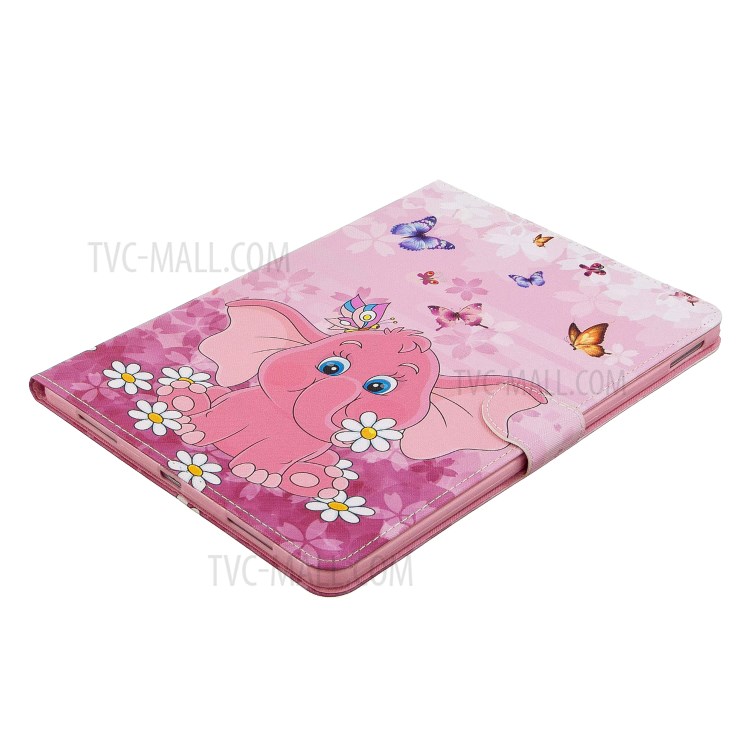 Pattern Printing Leather Wallet Case for iPad Pro 11-inch (2020) - Elephant and Flower-4