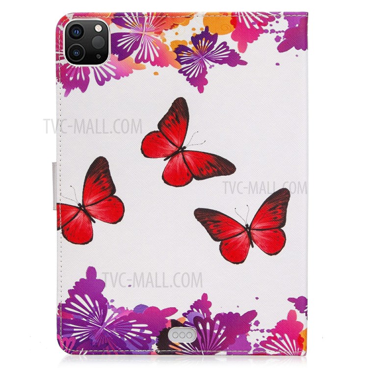 Pattern Printing Leather Wallet Case for iPad Pro 11-inch (2020) - Red Butterfly-3