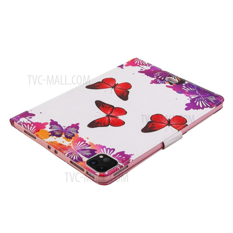 Pattern Printing Leather Wallet Case for iPad Pro 11-inch (2020) - Red Butterfly-5
