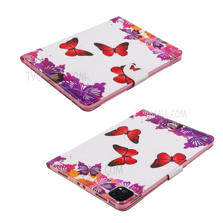Pattern Printing Leather Wallet Case for iPad Pro 11-inch (2020) - Red Butterfly-6