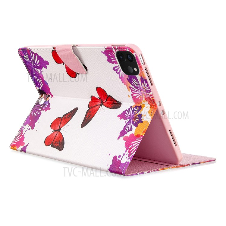 Pattern Printing Leather Wallet Case for iPad Pro 11-inch (2020) - Red Butterfly-7