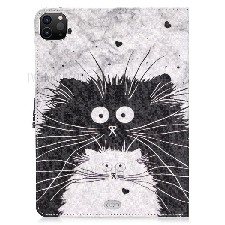 Pattern Printing Leather Wallet Case for iPad Pro 11-inch (2020) - Black and White Cat-3