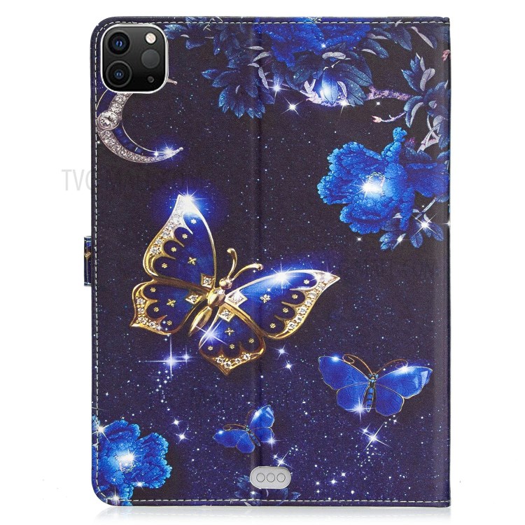 Pattern Printing Leather Wallet Case for iPad Pro 11-inch (2020) - Blue Butterfly-3