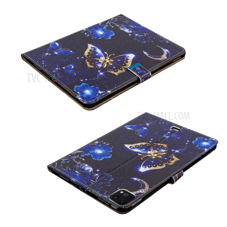 Pattern Printing Leather Wallet Case for iPad Pro 11-inch (2020) - Blue Butterfly-6