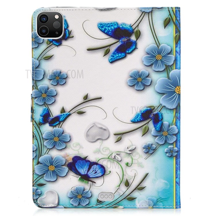 Pattern Printing Leather Wallet Case for iPad Pro 11-inch (2020) - Butterfly and Flower-3
