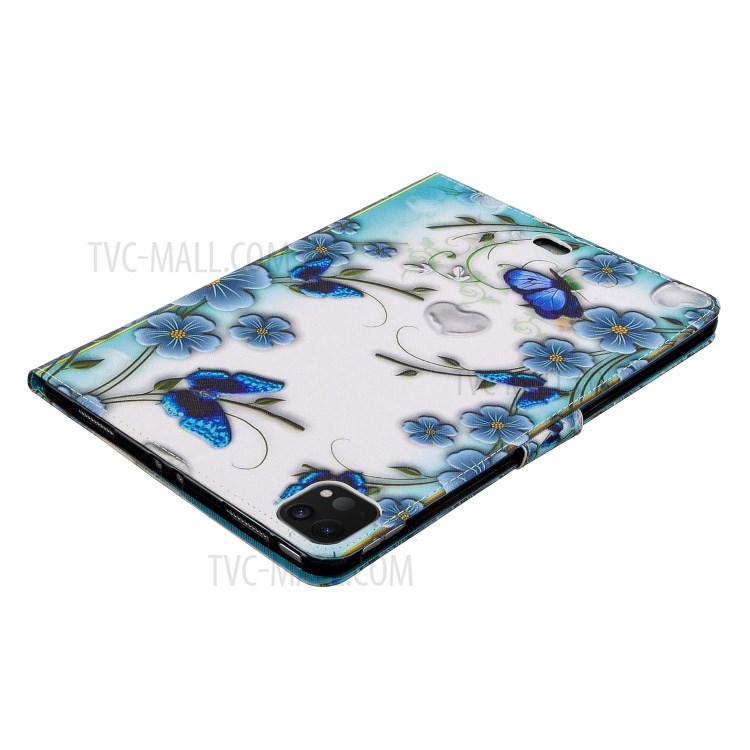 Pattern Printing Leather Wallet Case for iPad Pro 11-inch (2020) - Butterfly and Flower-5