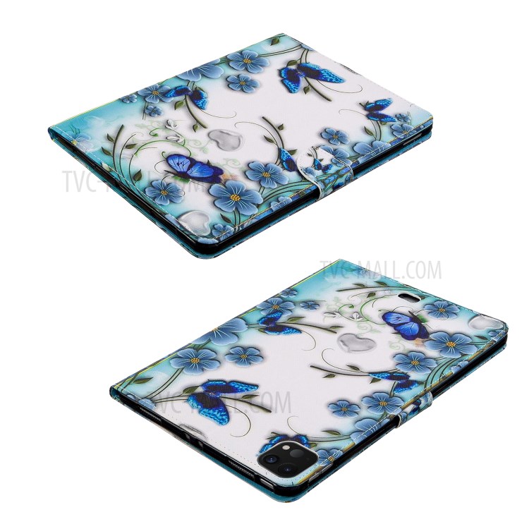 Pattern Printing Leather Wallet Case for iPad Pro 11-inch (2020) - Butterfly and Flower-6
