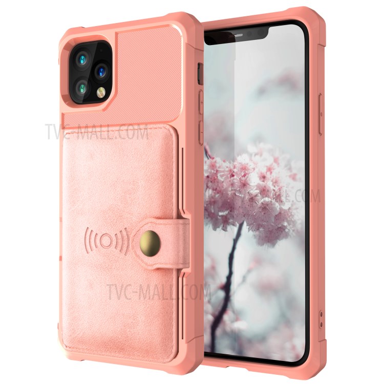 Kickstand Leather Coated TPU Cover with Wallet Built-in Magnetic Sheet for iPhone 11 Pro 5.8 inch - Rose Gold-2