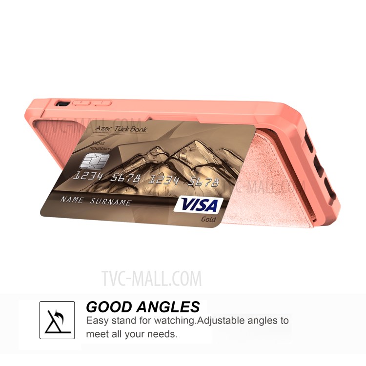 Kickstand Leather Coated TPU Cover with Wallet Built-in Magnetic Sheet for iPhone 11 Pro 5.8 inch - Rose Gold-8