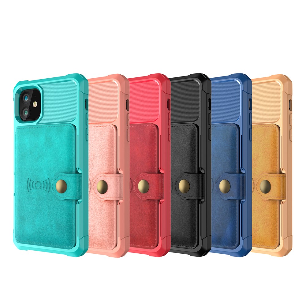Wallet Kickstand Leather Coated TPU Case Built-in Magnetic Sheet for iPhone 11 6.1 inch - Black-10