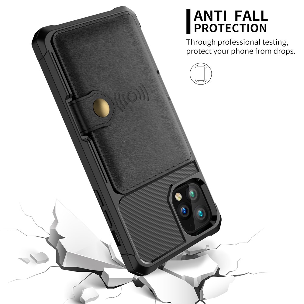 Leather Coated TPU Case with Wallet Kickstand Built-in Magnetic Sheet for iPhone 11 Pro Max 6.5 inch - Black-7