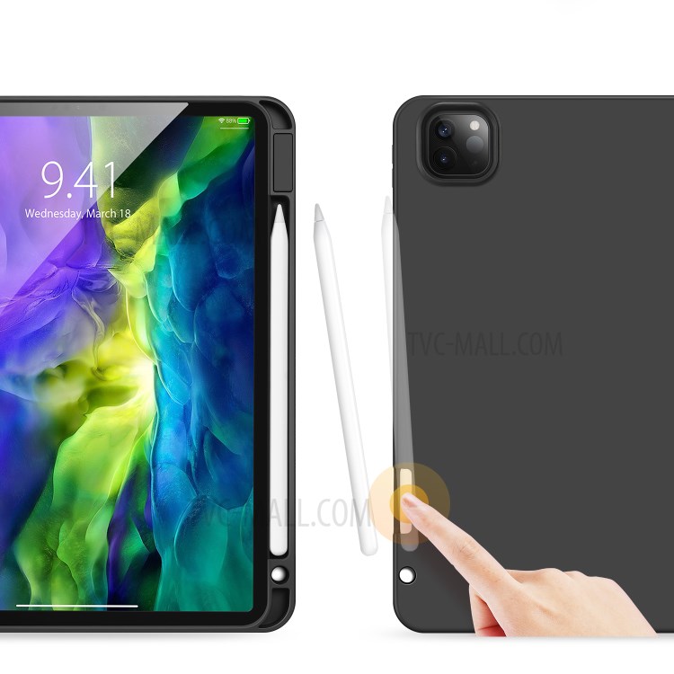 DUX DUCIS Три Раза Стенд Кожа PU Таблетки Оболочку С Держателем Ручки Для Apple Ipad Pro 11-дюймовый (2020) / (2018) - Черный-2