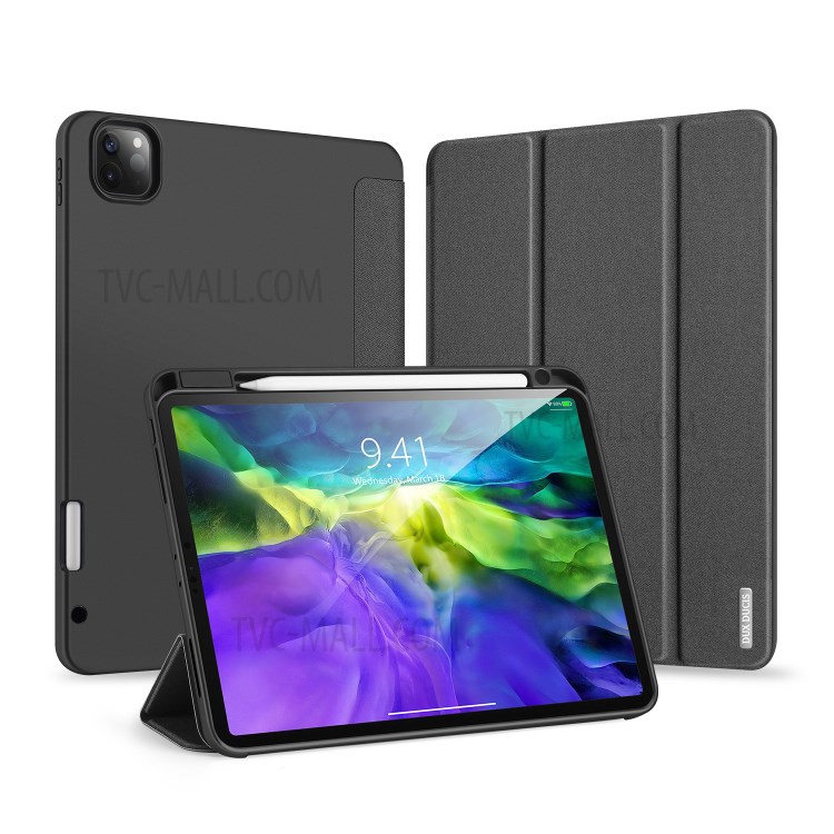 DUX DUCIS Tri-fold Stand PU Leather Tablet Shell with Pen Holder for Apple iPad Pro 11-inch (2020) / (2018) - Black-3