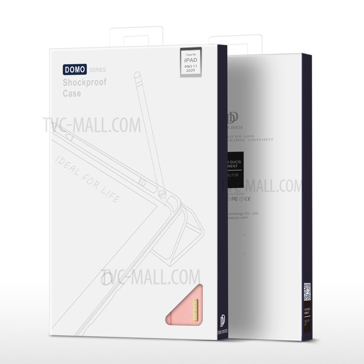DUX Ducis Dreifachfalz PU-Leder Tablette Schale Mit Stifthalter Stehen Für Apple IPad Pro 11-Zoll (2020) / (2018) - Rosa-11