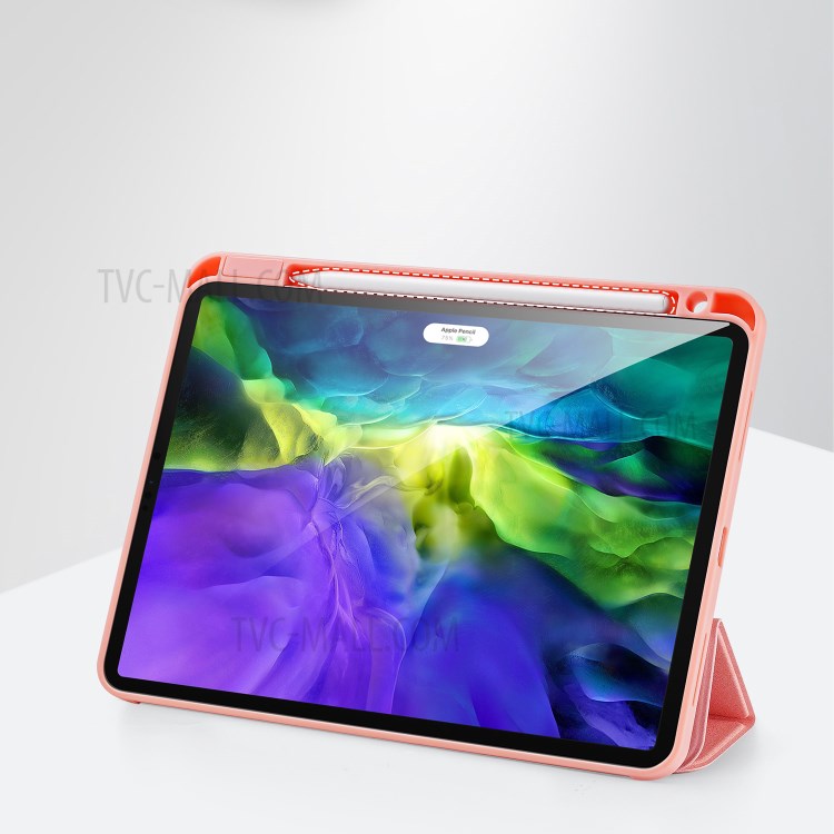 DUX Ducis Dreifachfalz PU-Leder Tablette Schale Mit Stifthalter Stehen Für Apple IPad Pro 11-Zoll (2020) / (2018) - Rosa-13