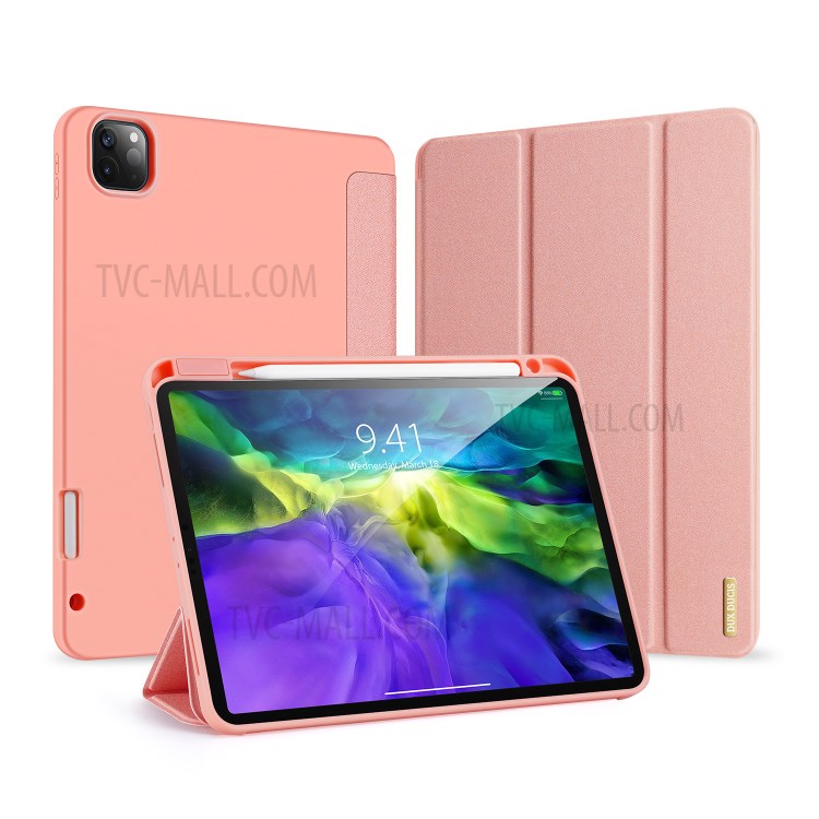 DUX Ducis Dreifachfalz PU-Leder Tablette Schale Mit Stifthalter Stehen Für Apple IPad Pro 11-Zoll (2020) / (2018) - Rosa-3