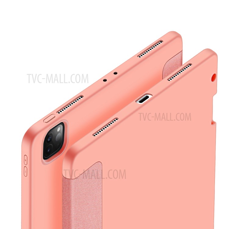 DUX Ducis Dreifachfalz PU-Leder Tablette Schale Mit Stifthalter Stehen Für Apple IPad Pro 11-Zoll (2020) / (2018) - Rosa-8