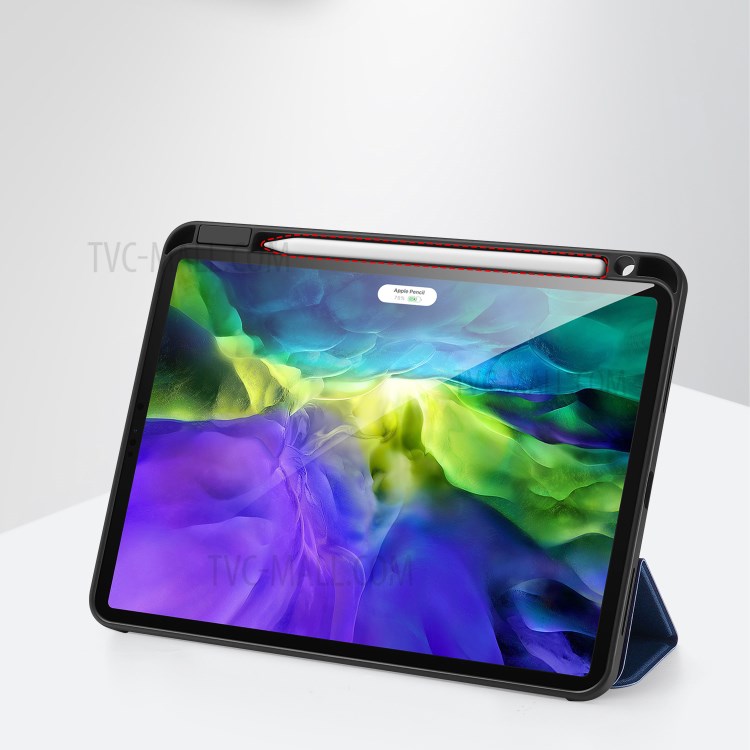 DUX DUCIS Tri-fold Stand PU Leather Tablet Shell with Pen Holder for Apple iPad Pro 11-inch (2020) / (2018) - Blue-13