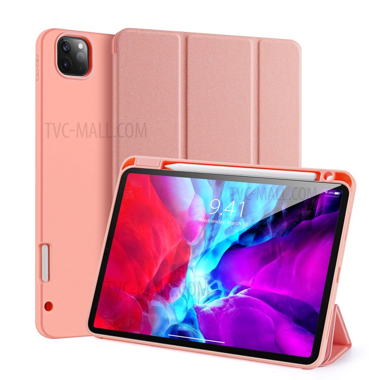 DUX DUCIS DOMO Series Tri-fold Leather Tablet Shell for iPad Pro 12.9-inch (2020)/(2018) - Pink-1