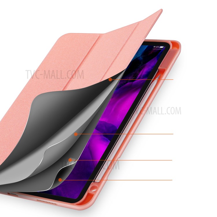 DUX DUCIS DOMO Series Tri-fold Leather Tablet Shell for iPad Pro 12.9-inch (2020)/(2018) - Pink-12
