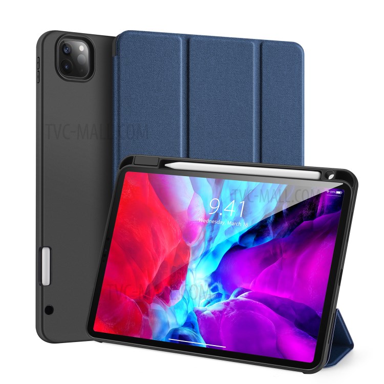 DUX DUCIS DOMO Series Tri-fold Leather Tablet Shell for iPad Pro 12.9-inch (2020)/(2018) - Blue-1