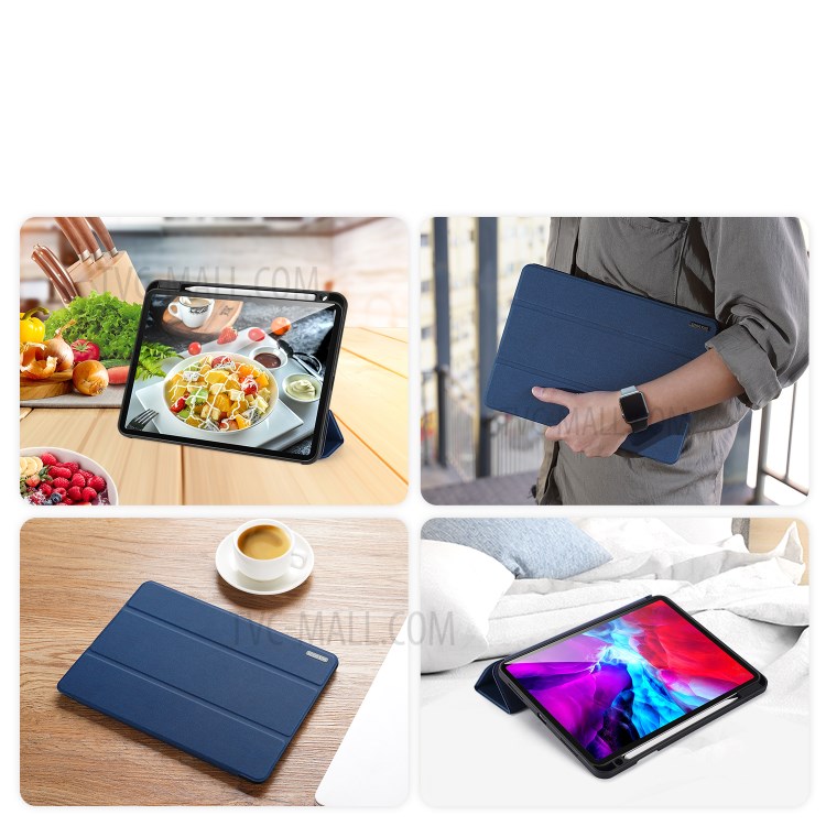 DUX DUCIS DOMO Series Tri-fold Leather Tablet Shell for iPad Pro 12.9-inch (2020)/(2018) - Blue-10