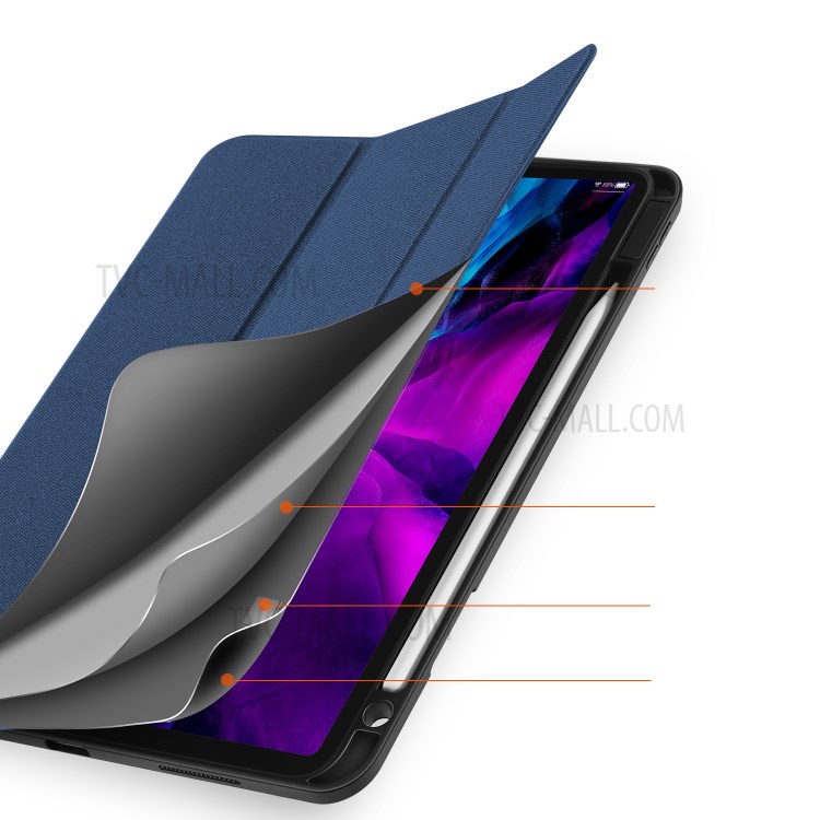 DUX DUCIS DOMO Series Tri-fold Leather Tablet Shell for iPad Pro 12.9-inch (2020)/(2018) - Blue-12