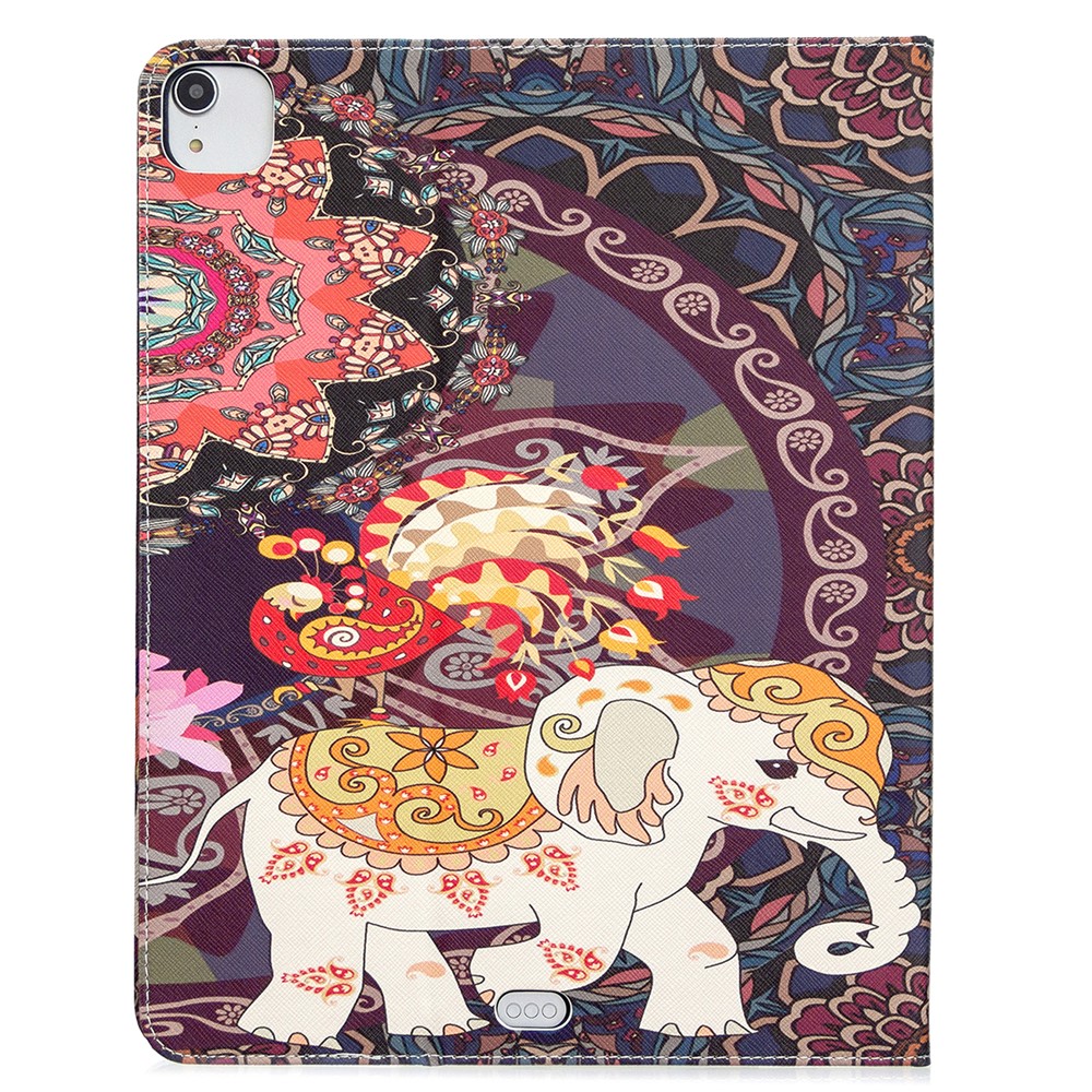 Printing Surface Leather Wallet Stand Case for iPad Pro 12.9-inch (2020) - Tribal Elephant-3
