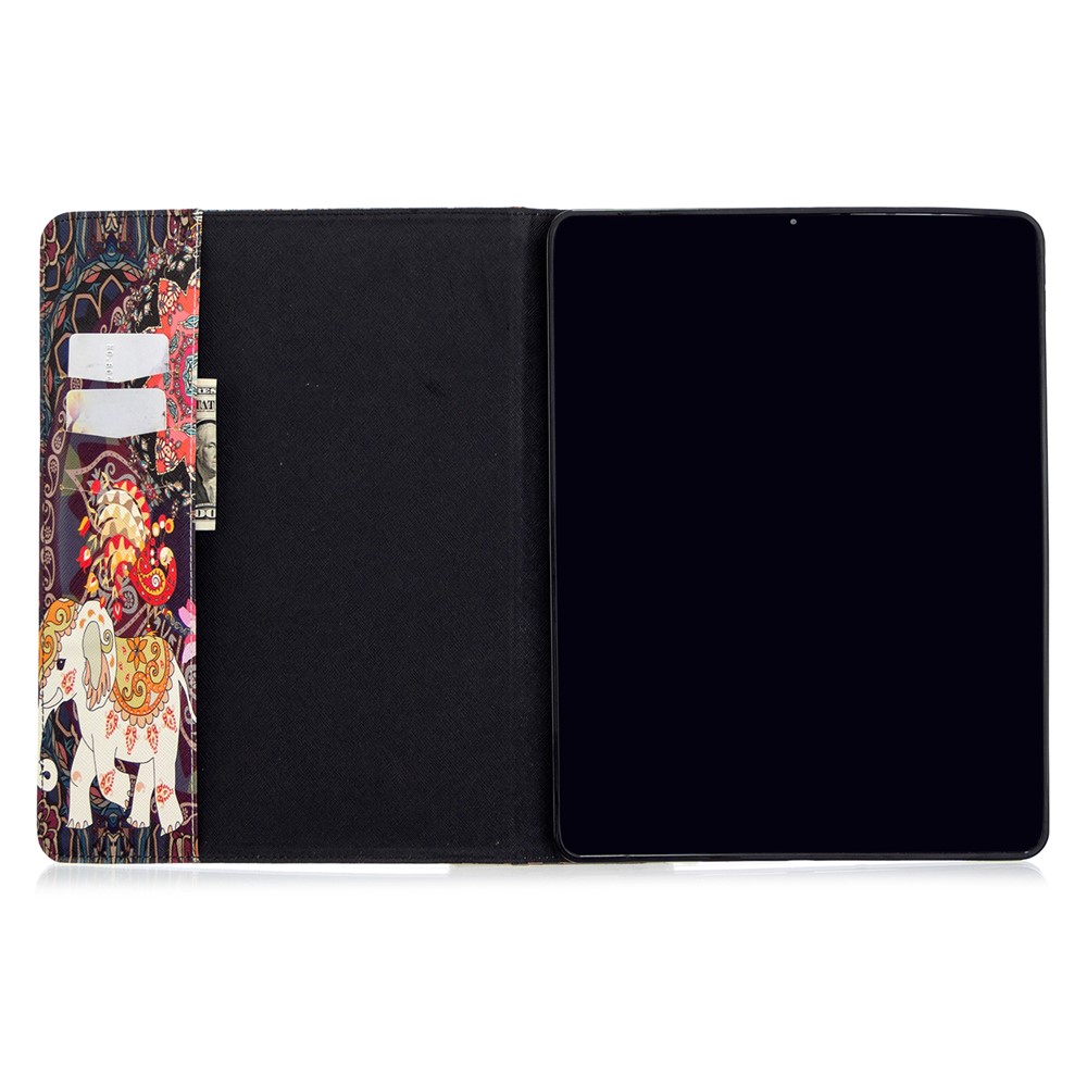 Printing Surface Leather Wallet Stand Case for iPad Pro 12.9-inch (2020) - Tribal Elephant-8
