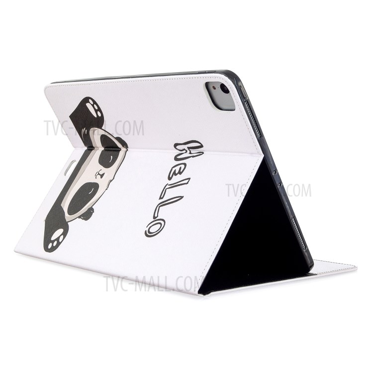 Printing Surface Leather Wallet Stand Case for iPad Pro 12.9-inch (2020) - Hello Panda-4