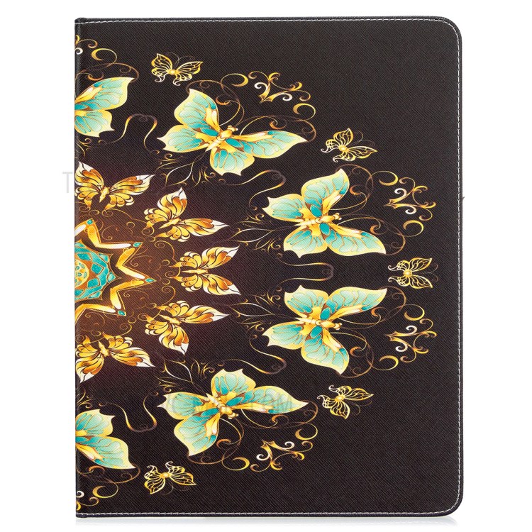 Printing Surface Leather Wallet Stand Case for iPad Pro 12.9-inch (2020) - Shiny Golden Butterflies-2