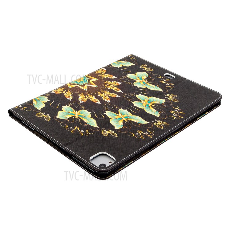 Printing Surface Leather Wallet Stand Case for iPad Pro 12.9-inch (2020) - Shiny Golden Butterflies-7