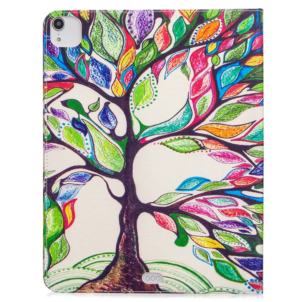 Printing Surface Leather Wallet Stand Case for iPad Pro 12.9-inch (2020) - Colorful Tree-3