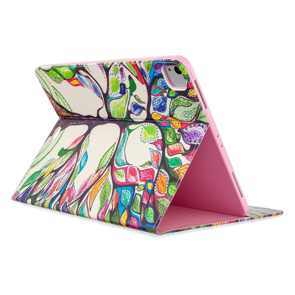 Printing Surface Leather Wallet Stand Case for iPad Pro 12.9-inch (2020) - Colorful Tree-4