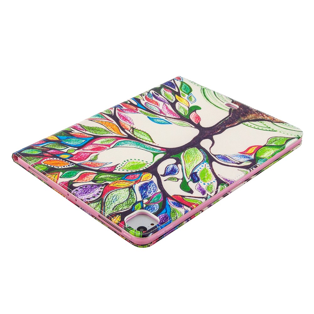 Printing Surface Leather Wallet Stand Case for iPad Pro 12.9-inch (2020) - Colorful Tree-7