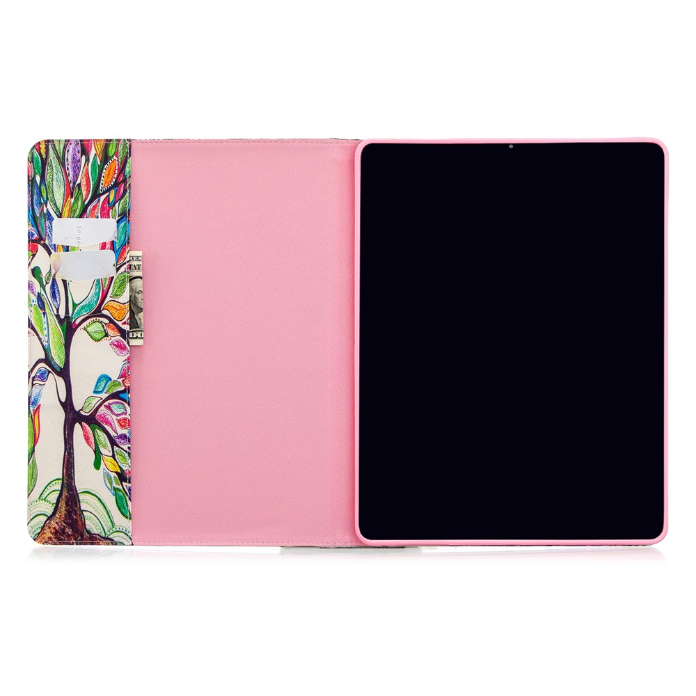 Printing Surface Leather Wallet Stand Case for iPad Pro 12.9-inch (2020) - Colorful Tree-8
