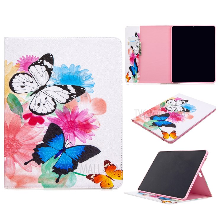 Printing Surface Leather Wallet Stand Case for iPad Pro 12.9-inch (2020) - Vivid Butterflies-1