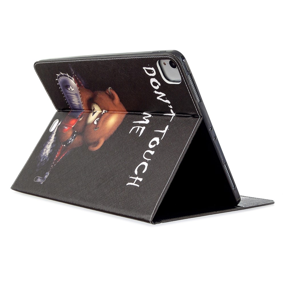 Printing Surface Leather Wallet Stand Case for iPad Pro 12.9-inch (2020) - Brown Bear and Warning Words-4