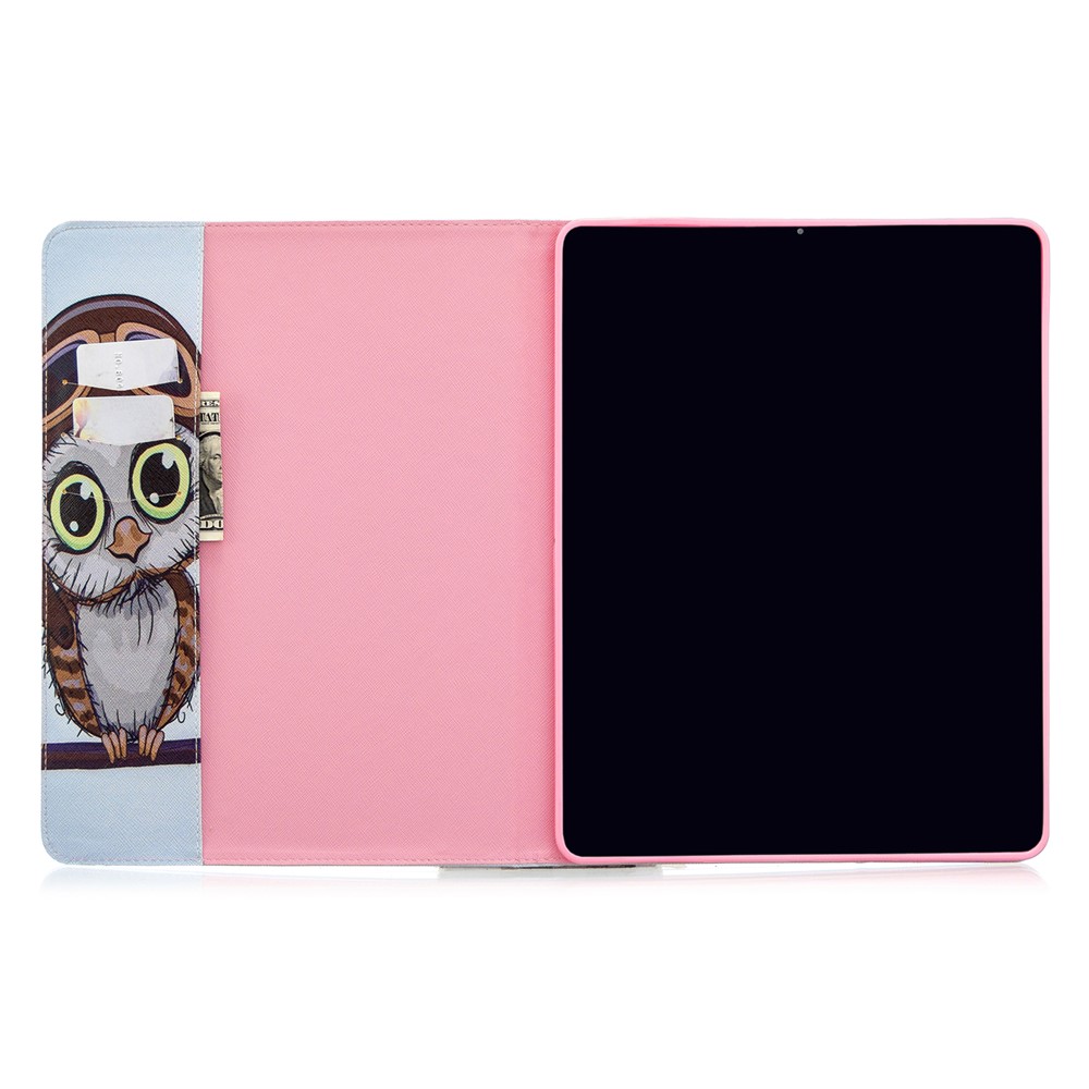 Printing Surface Leather Wallet Stand Case for iPad Pro 12.9-inch (2020) - Adorable Owl-8