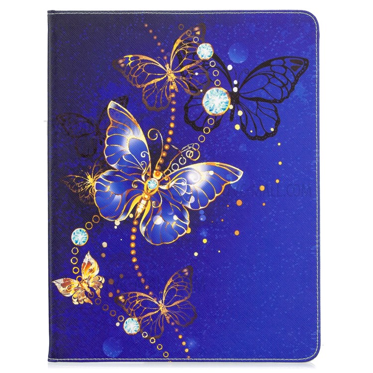 Printing Surface Leather Wallet Stand Case for iPad Pro 12.9-inch (2020) - Shiny Blue Butterflies-2