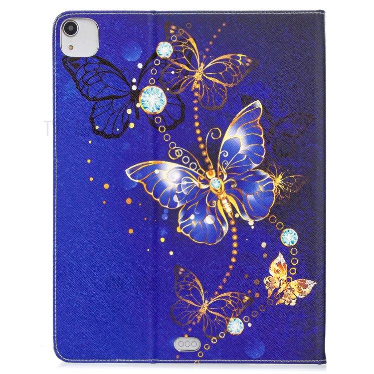 Printing Surface Leather Wallet Stand Case for iPad Pro 12.9-inch (2020) - Shiny Blue Butterflies-3