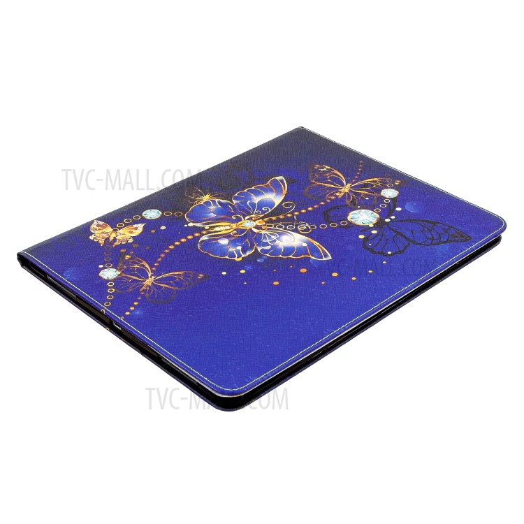 Printing Surface Leather Wallet Stand Case for iPad Pro 12.9-inch (2020) - Shiny Blue Butterflies-6